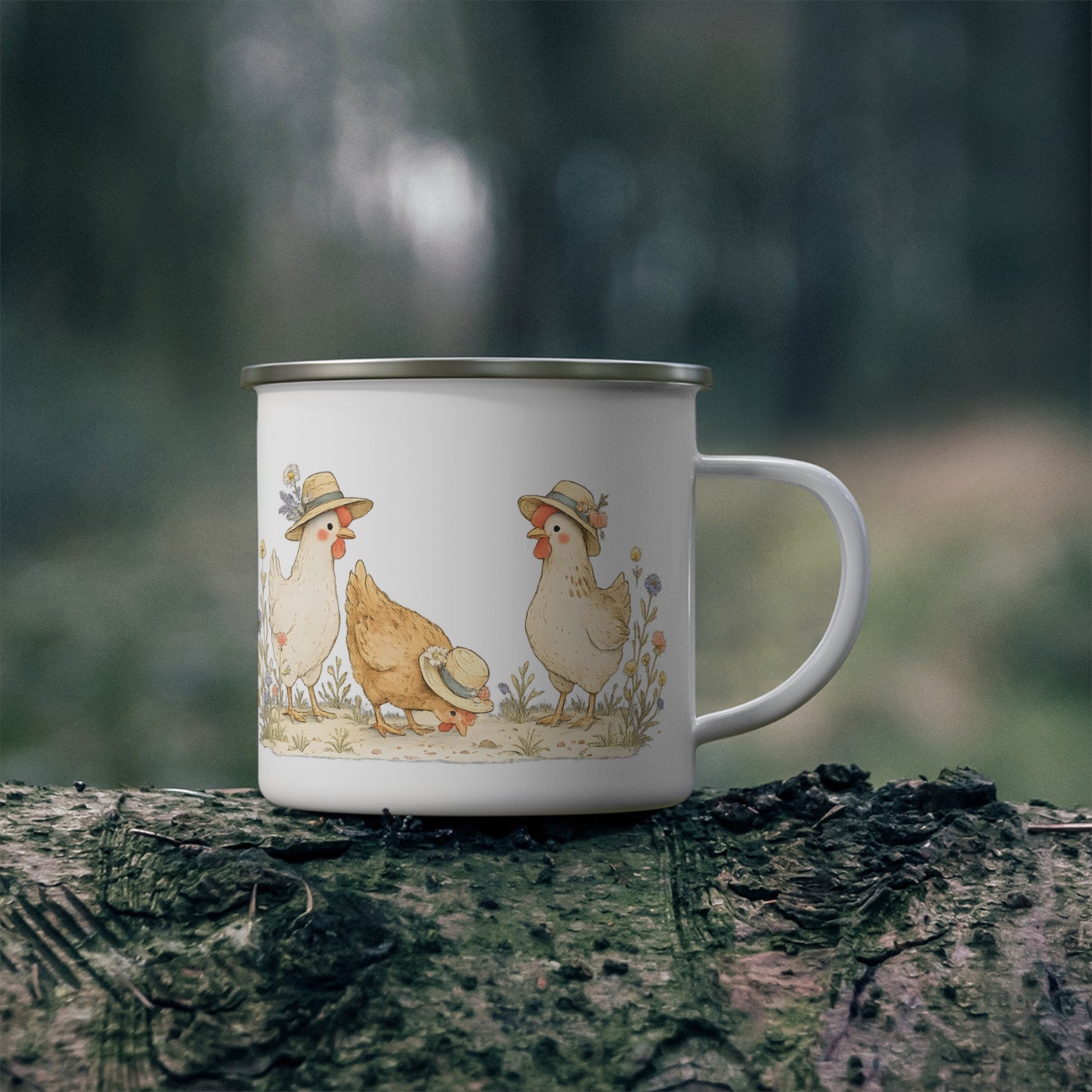 Farm Hen Enamel Camping Mug