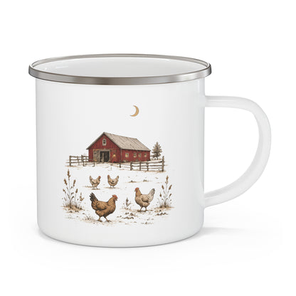 Red Barn Enamel Camping Mug