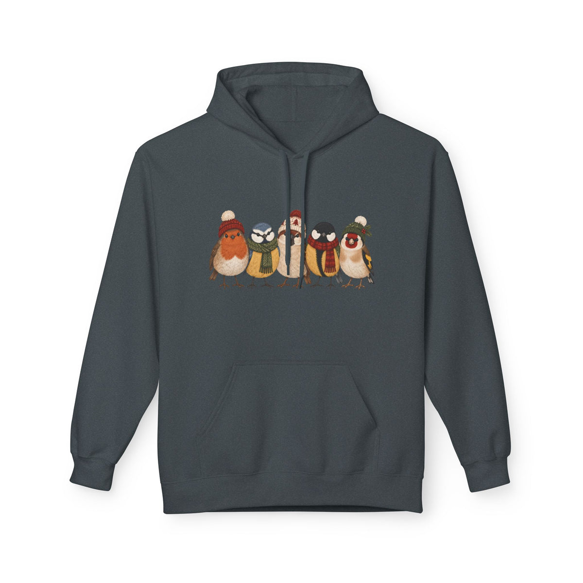Wintervögel mit Mützen – Unisex Hoodie