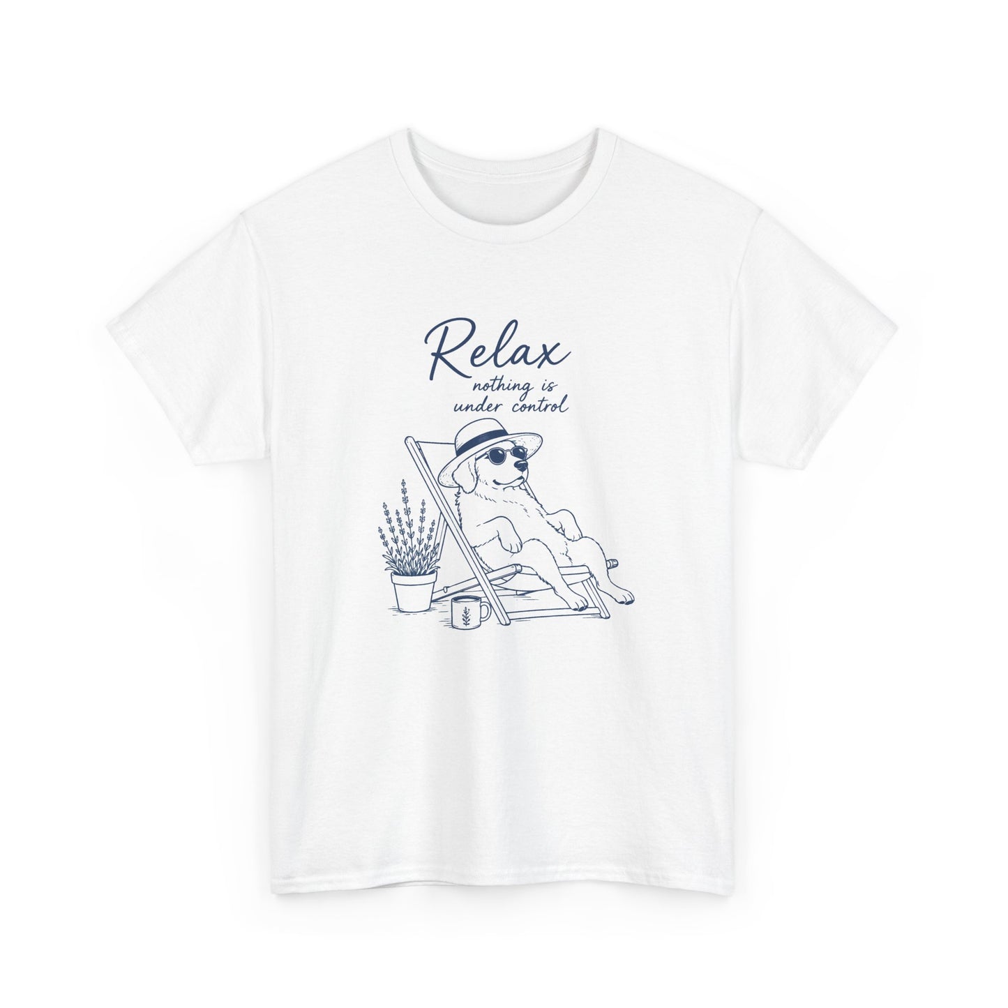 Relax Beach Dog T-Shirt — "Relax, nothing is under control" Vacation Tee