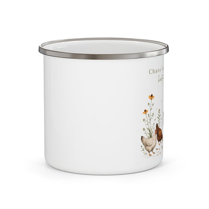 Chaos Chickens Enamel Camping Mug
