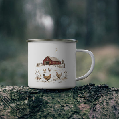 Red Barn Enamel Camping Mug