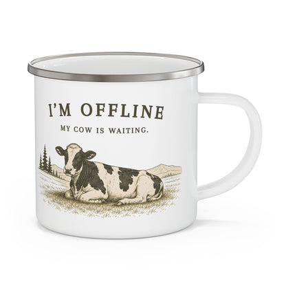 Happy Cow Enamel Camping Mug