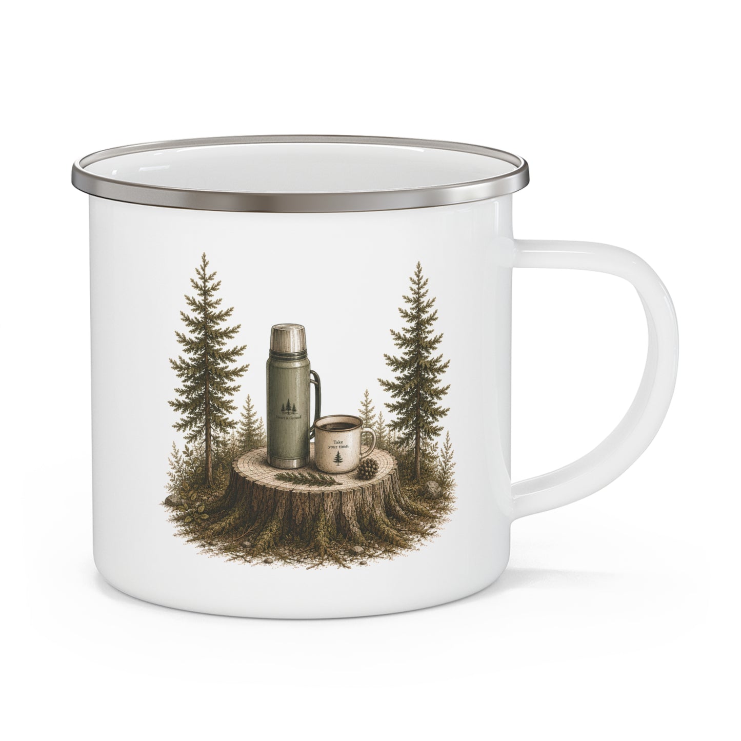 Forest Pine Enamel Camping Mug