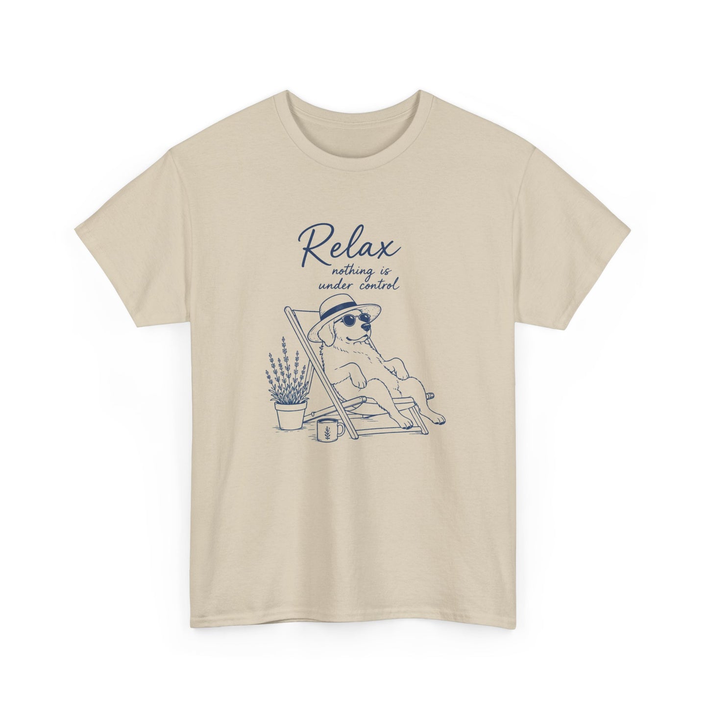 Relax Beach Dog T-Shirt — "Relax, nothing is under control" Vacation Tee