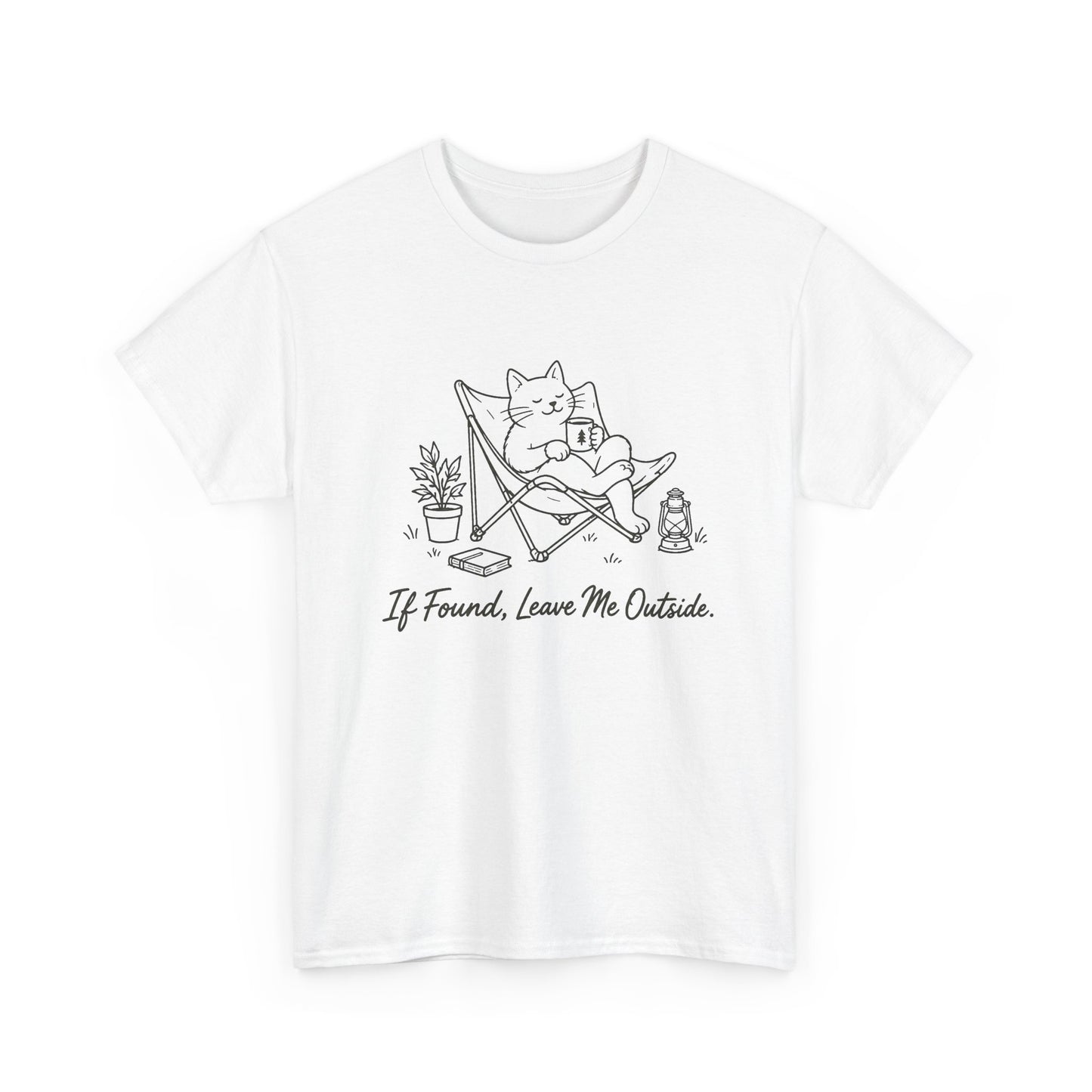 Cat Recliner T-Shirt — "If Found, Leave Me Outside" Relaxed Tee