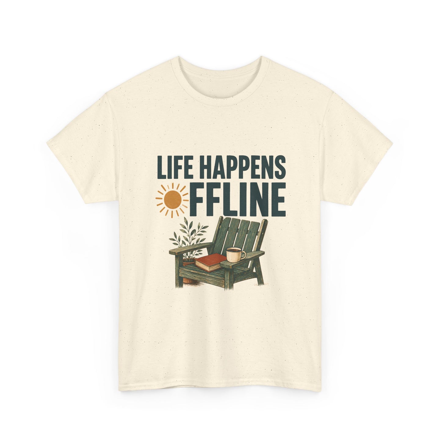 Life Happens Offline T-Shirt – Relaxing Adirondack Chair Graphic Tee
