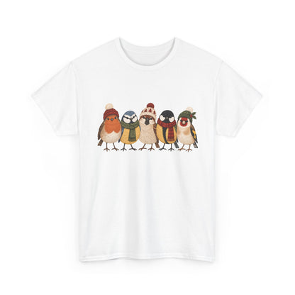 Wintervögel mit Mützen – Unisex Vogel-T-Shirt