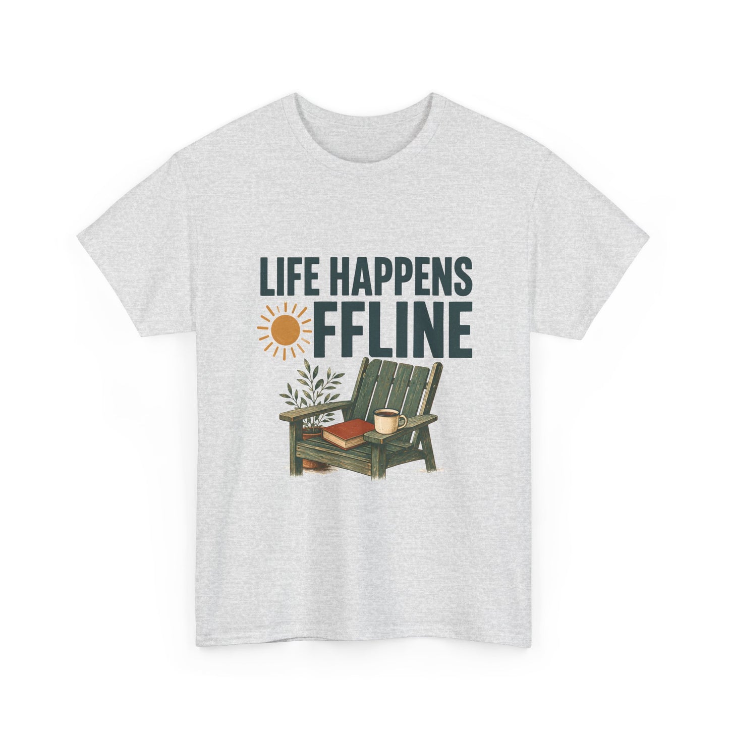 Life Happens Offline T-Shirt – Relaxing Adirondack Chair Graphic Tee