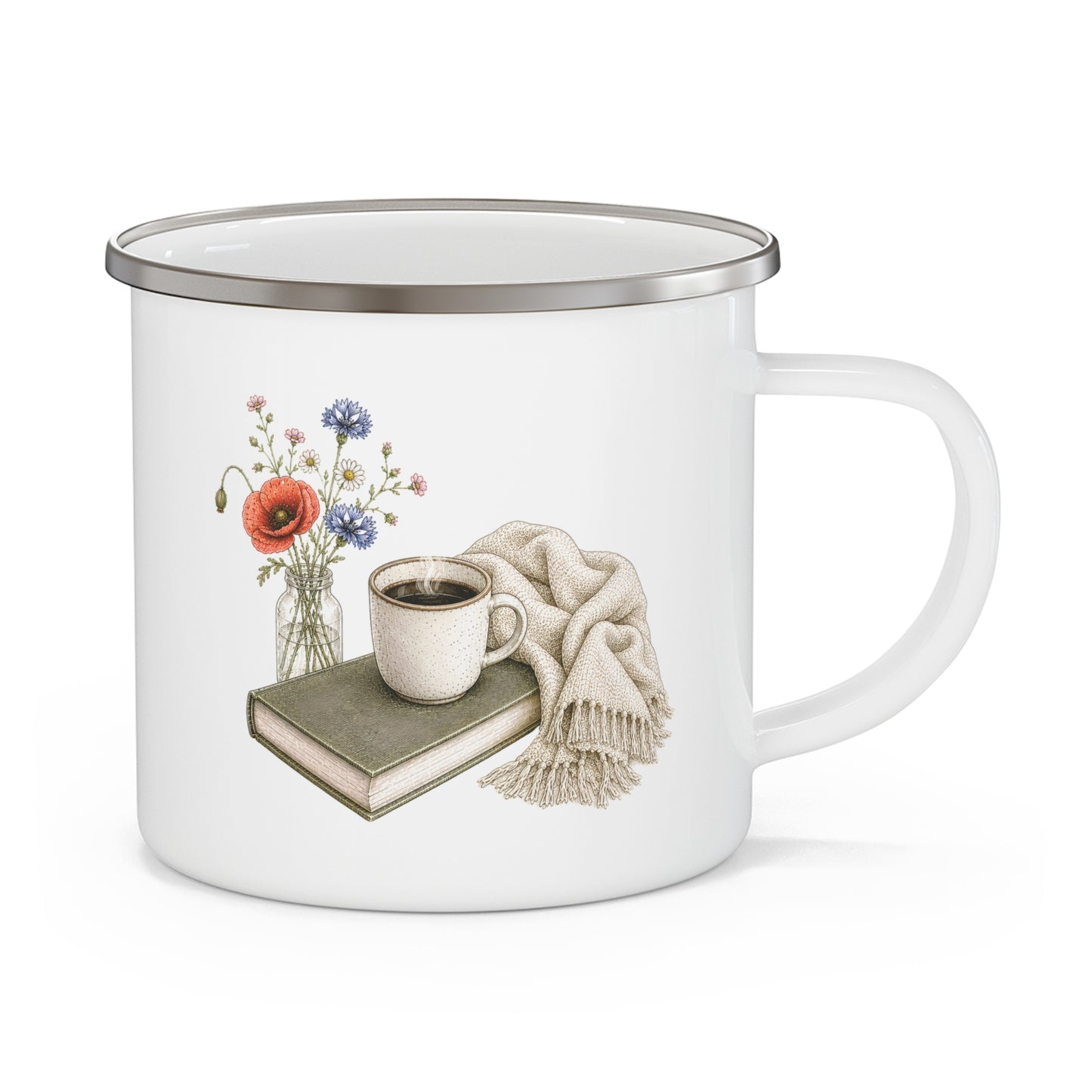 Book & Bloom Enamel Camping Mug