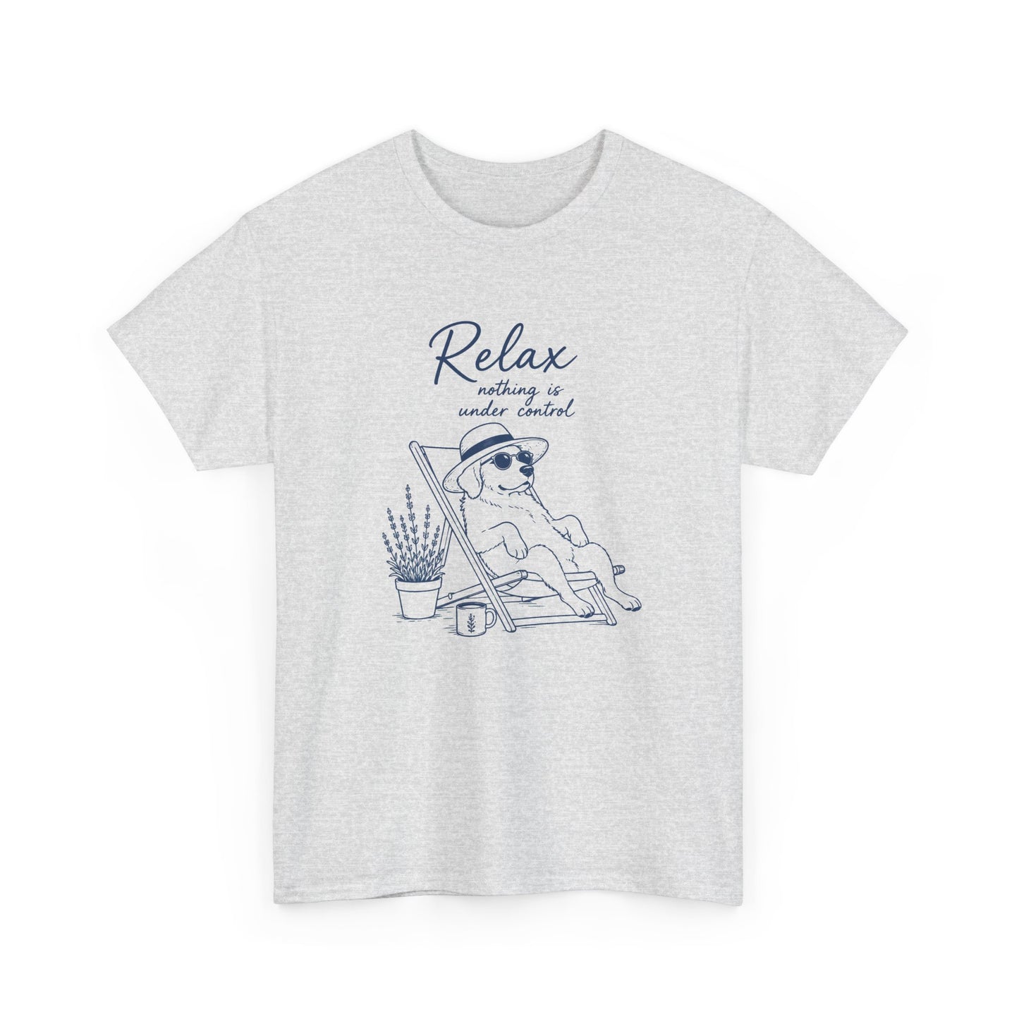 Relax Beach Dog T-Shirt — "Relax, nothing is under control" Vacation Tee