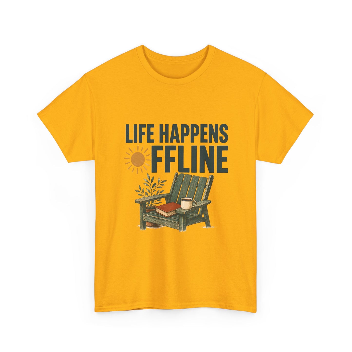 Life Happens Offline T-Shirt – Relaxing Adirondack Chair Graphic Tee