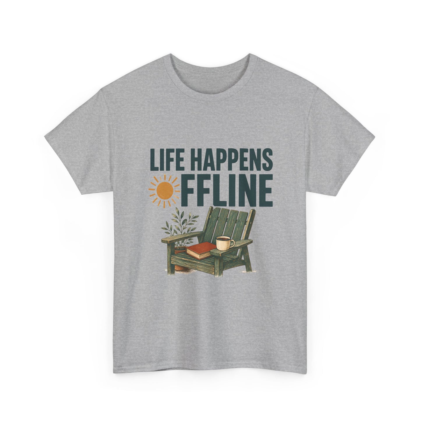 Life Happens Offline T-Shirt – Relaxing Adirondack Chair Graphic Tee