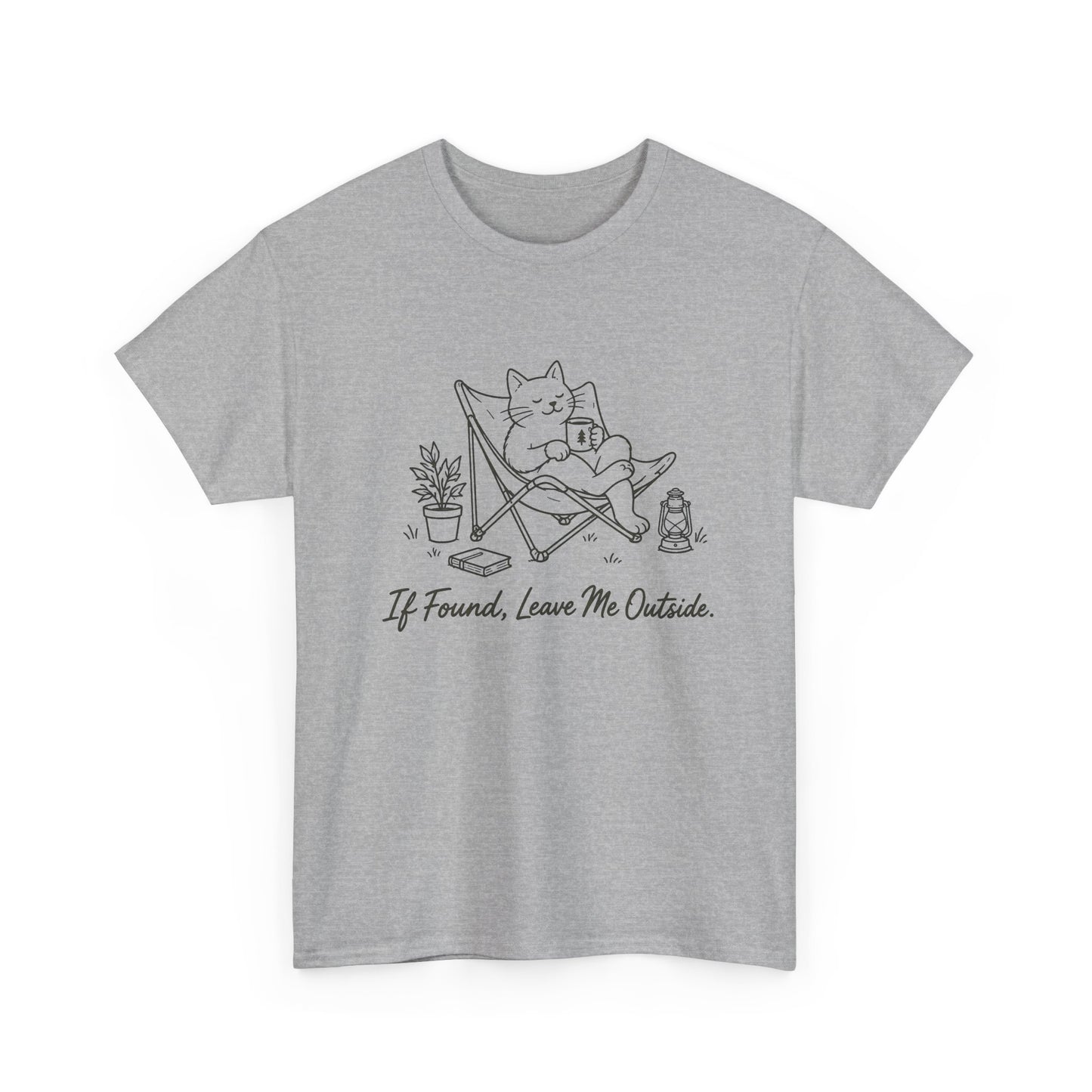 Cat Recliner T-Shirt — "If Found, Leave Me Outside" Relaxed Tee