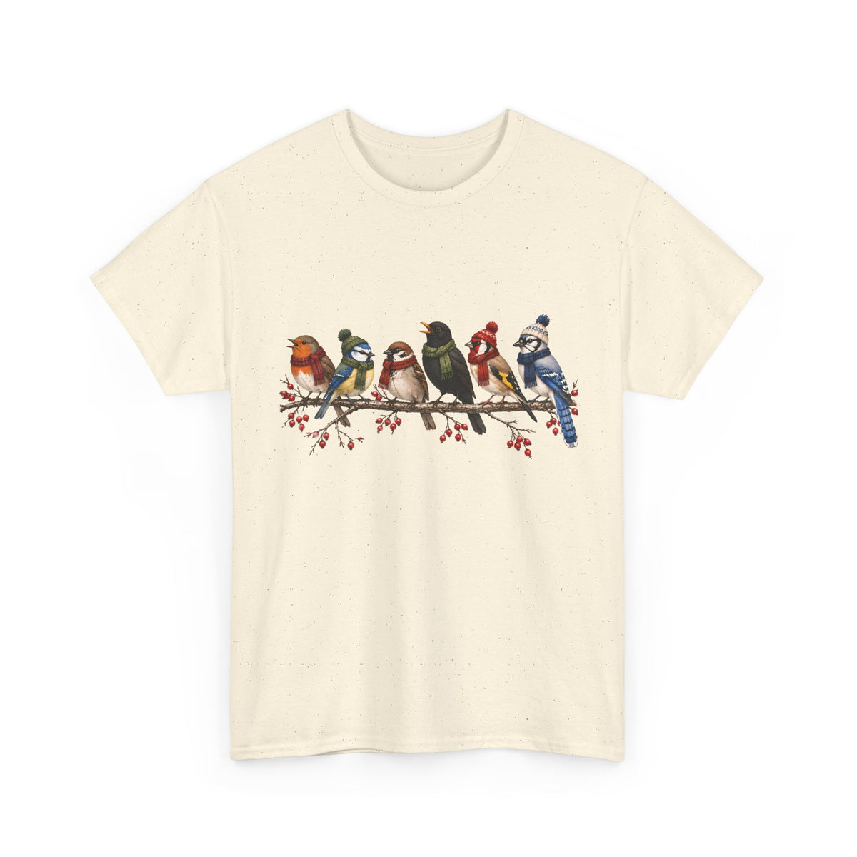 Wintervögel auf einem Ast – Unisex T-Shirt