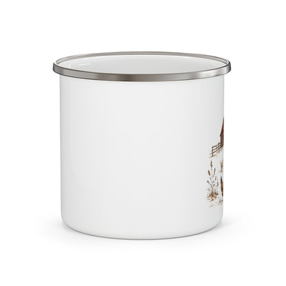 Red Barn Enamel Camping Mug