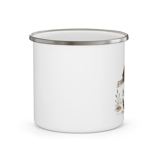 Red Barn Enamel Camping Mug