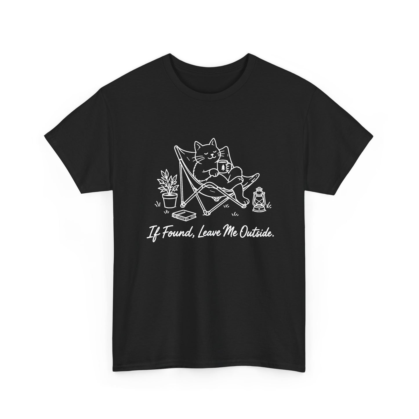 Cat Pentagram Tee — "If Found, Leave Me Outside" Graphic Shirt