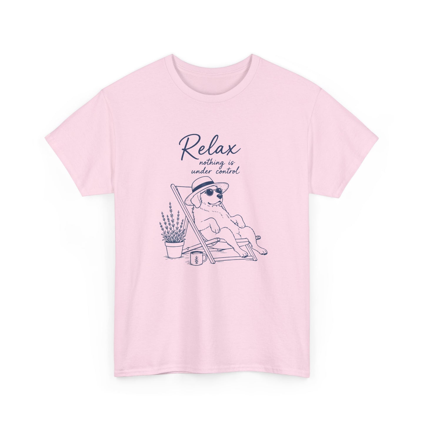 Relax Beach Dog T-Shirt — "Relax, nothing is under control" Vacation Tee