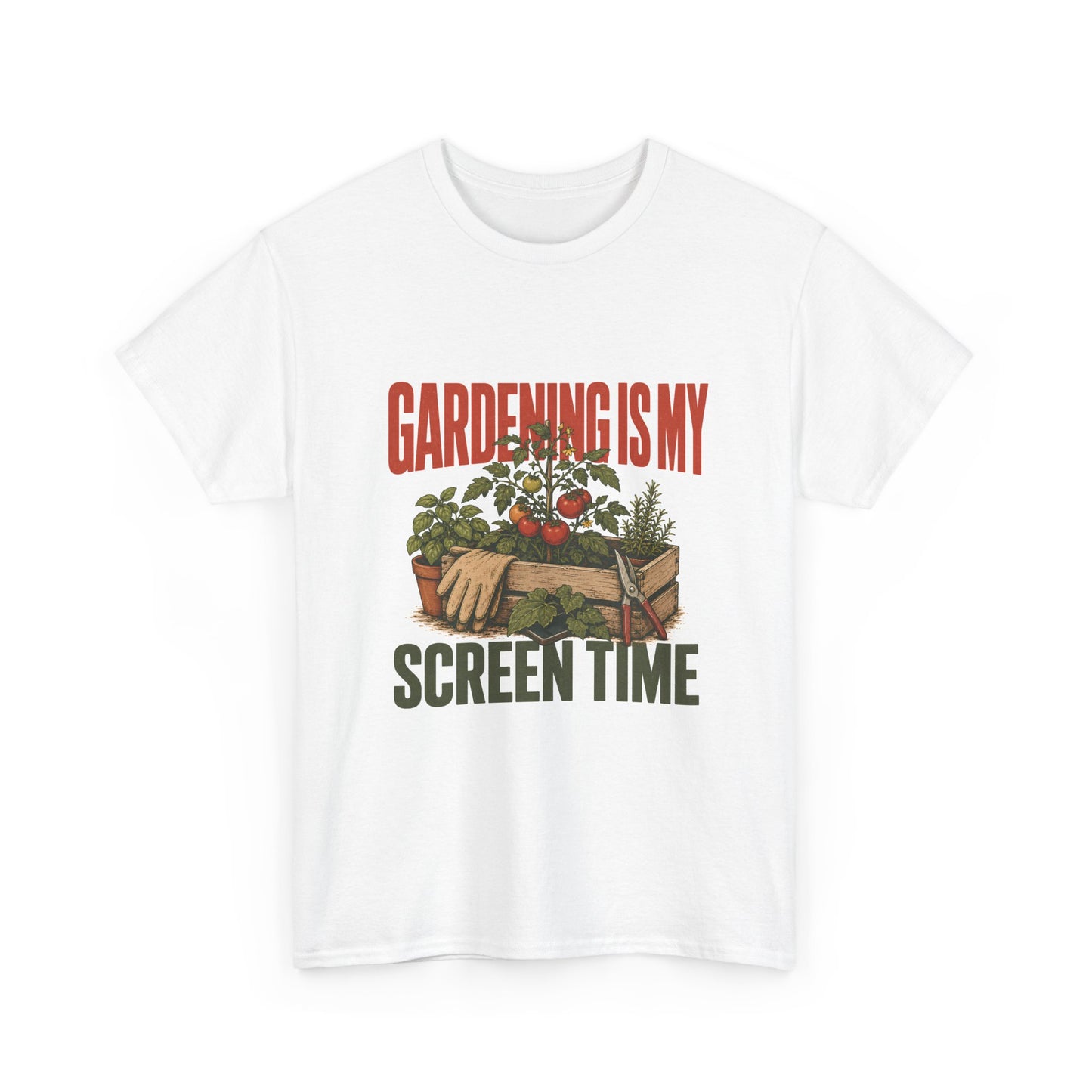 Gardening Is My Screen Time T-Shirt — Funny Gardener Tee with Planter Graphic