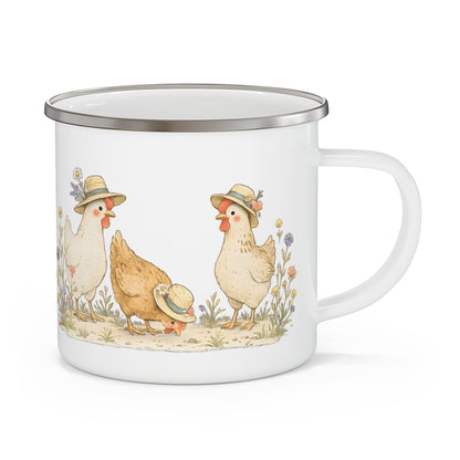 Farm Hen Enamel Camping Mug