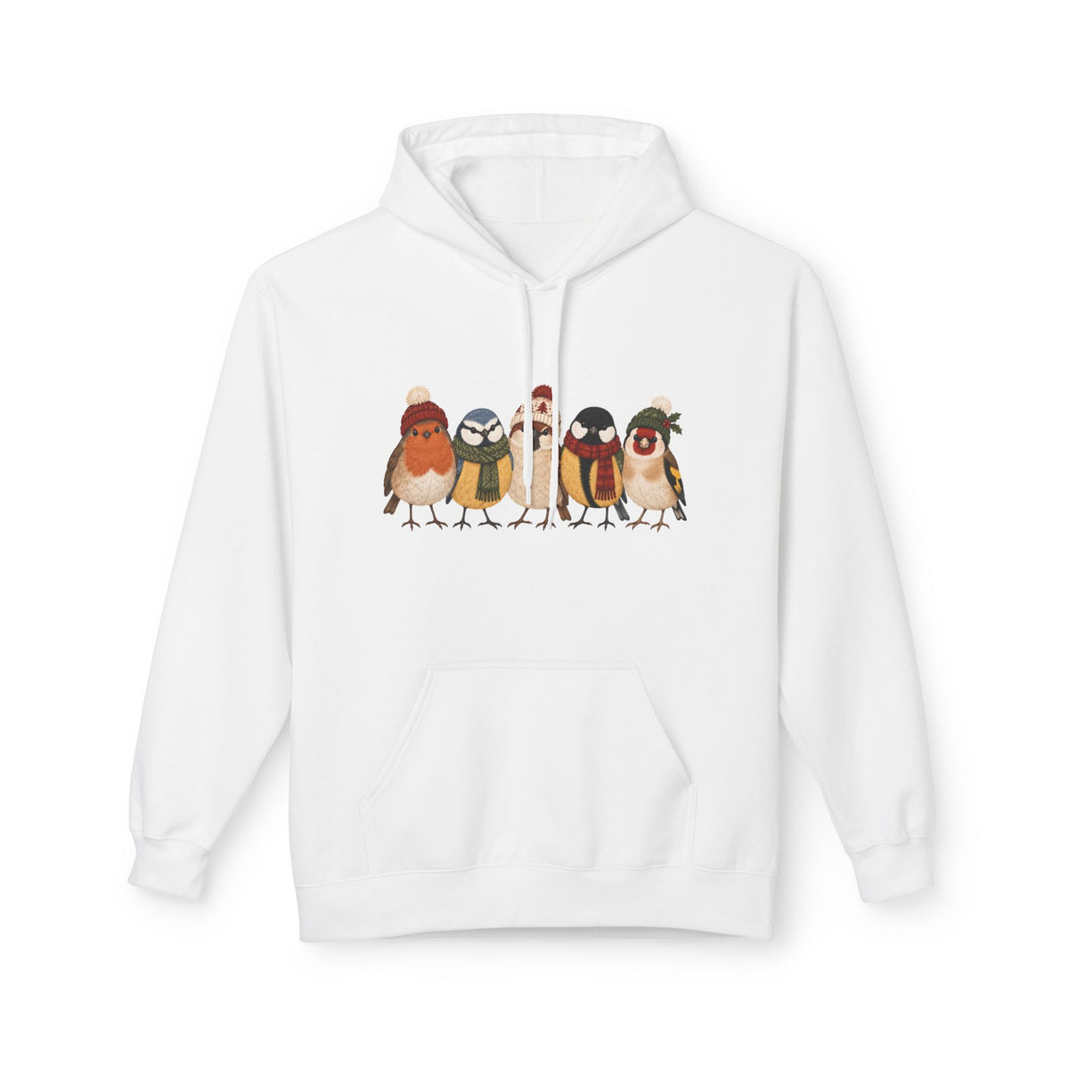 Wintervögel mit Mützen – Unisex Hoodie
