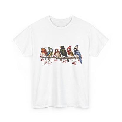Wintervögel auf einem Ast – Unisex T-Shirt