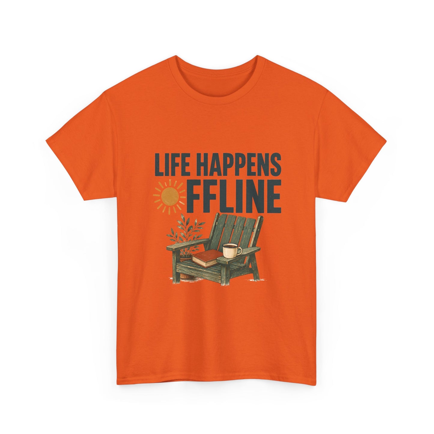 Life Happens Offline T-Shirt – Relaxing Adirondack Chair Graphic Tee