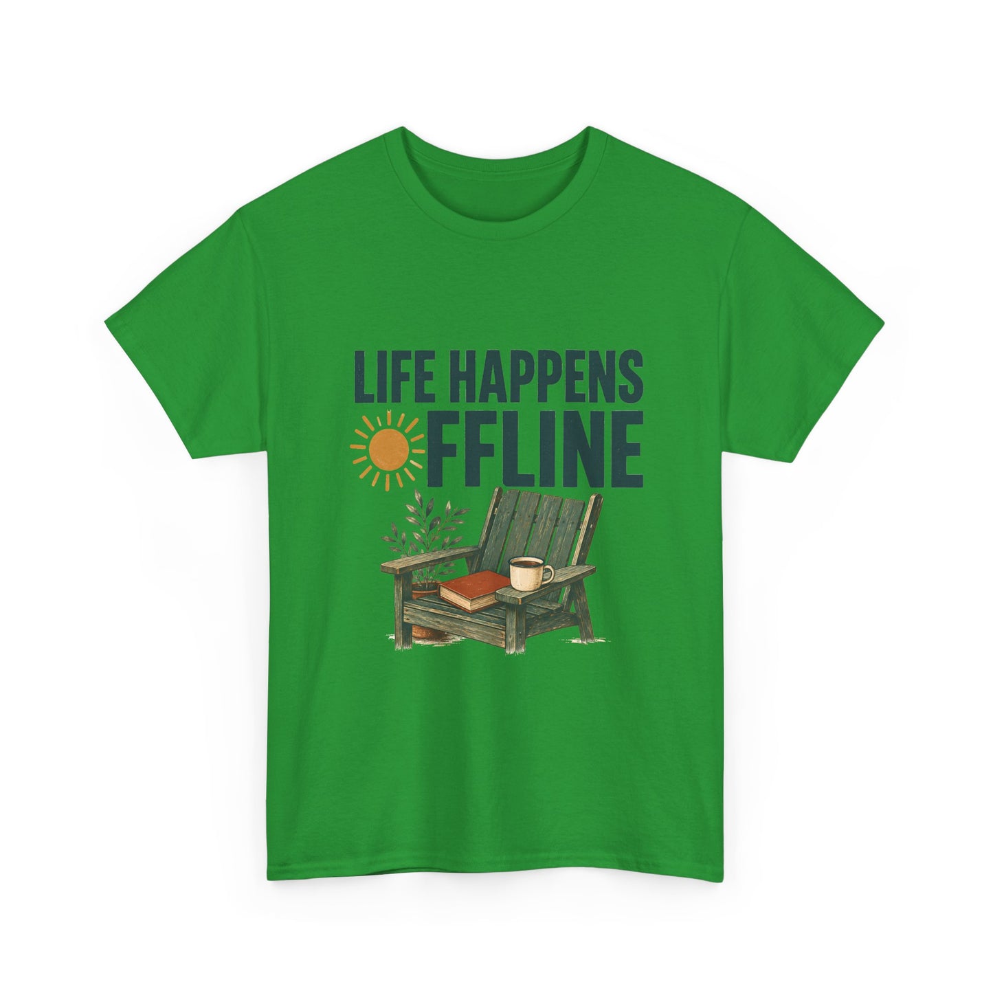 Life Happens Offline T-Shirt – Relaxing Adirondack Chair Graphic Tee