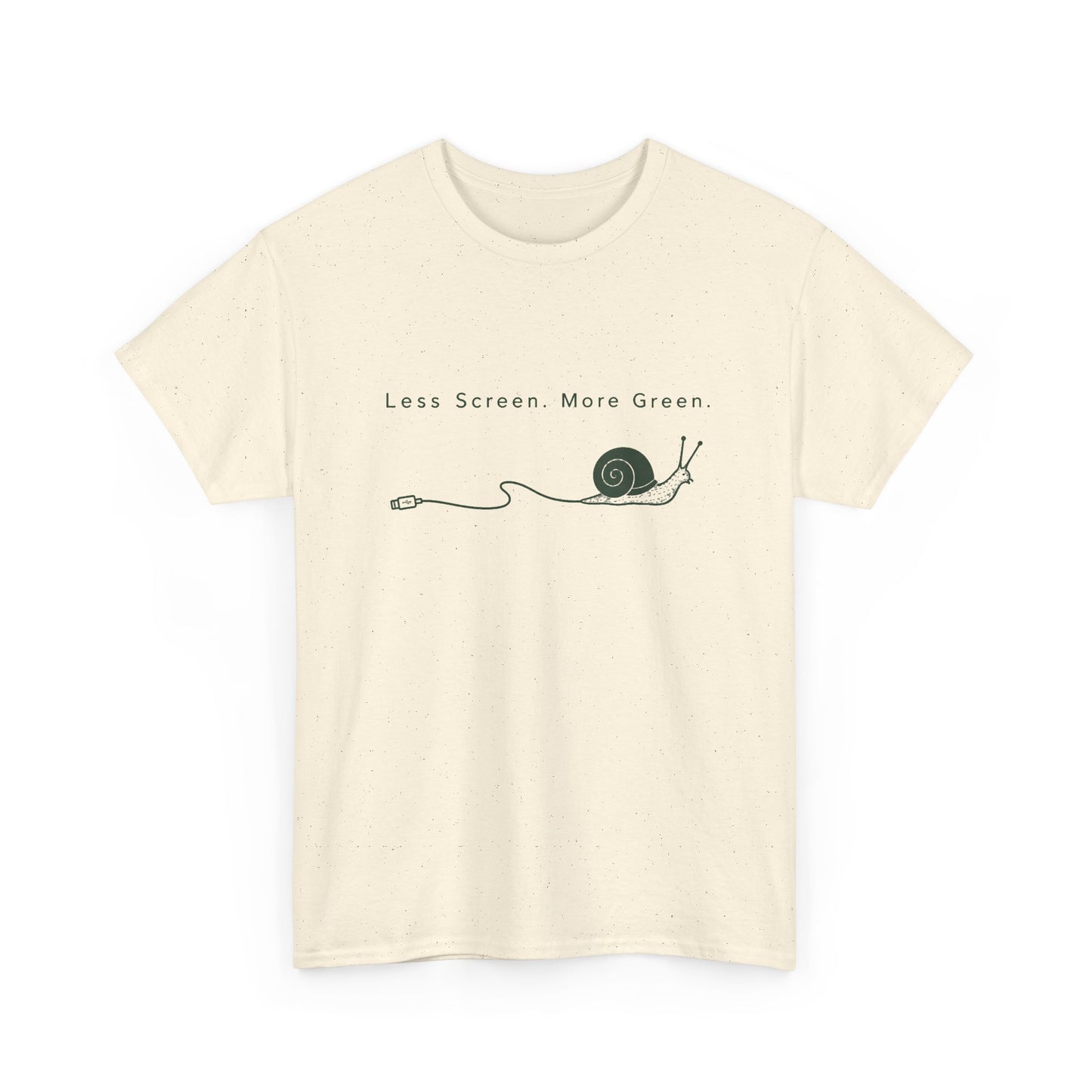 T-Shirt — "Less Screen, More Green" Snail Eco Graphic Tee