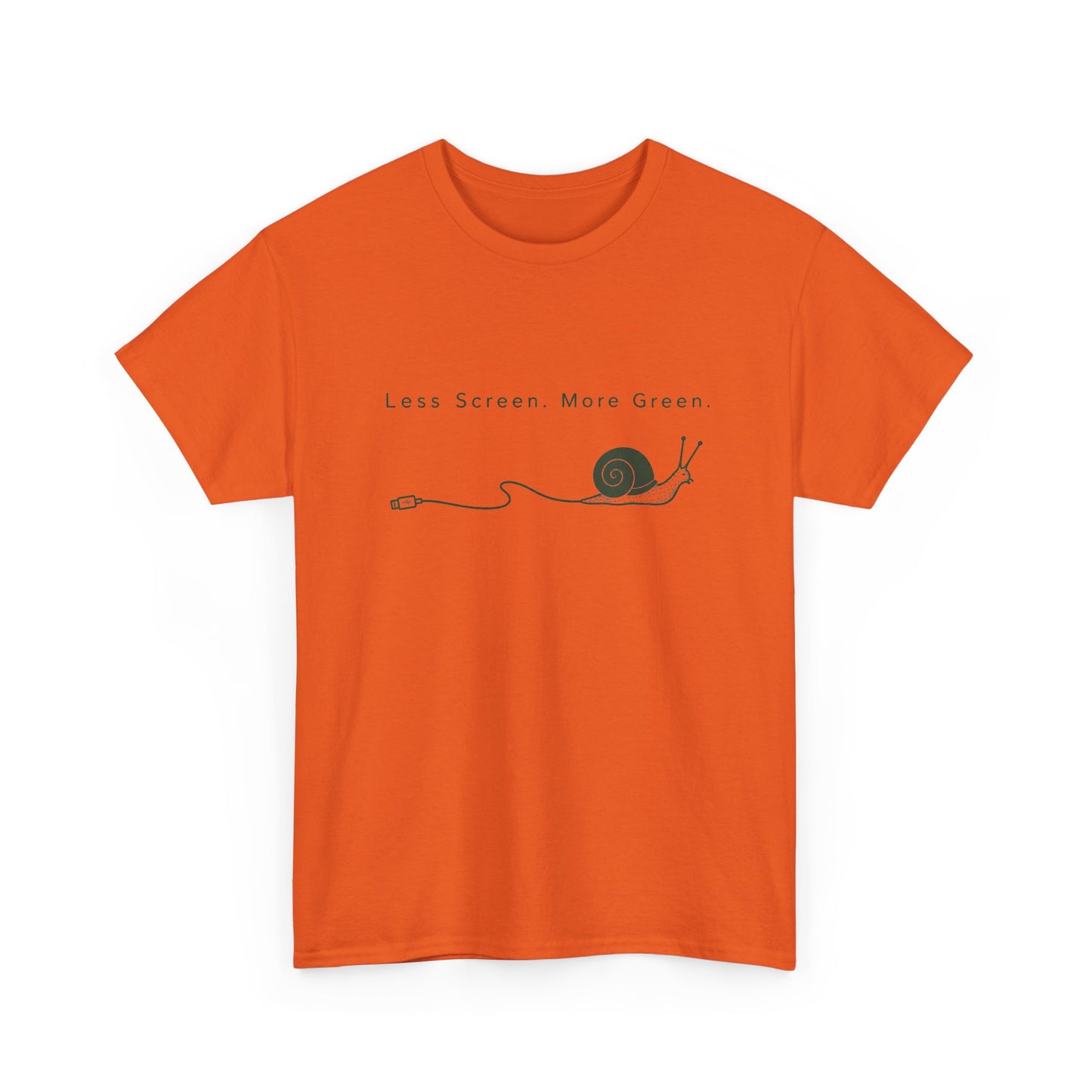 T-Shirt — "Less Screen, More Green" Snail Eco Graphic Tee