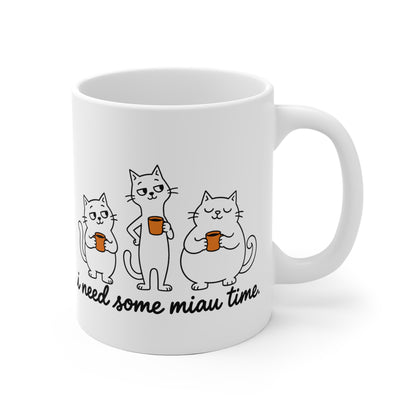 I need some miaw time – Keramikbecher Weiß