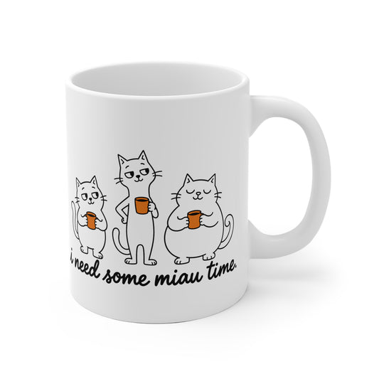 I need some miaw time – Keramikbecher Weiß