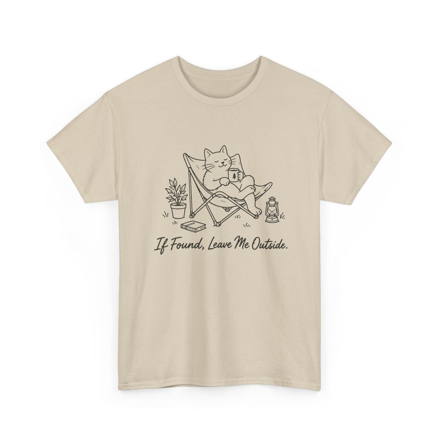 Cat Recliner T-Shirt — "If Found, Leave Me Outside" Relaxed Tee