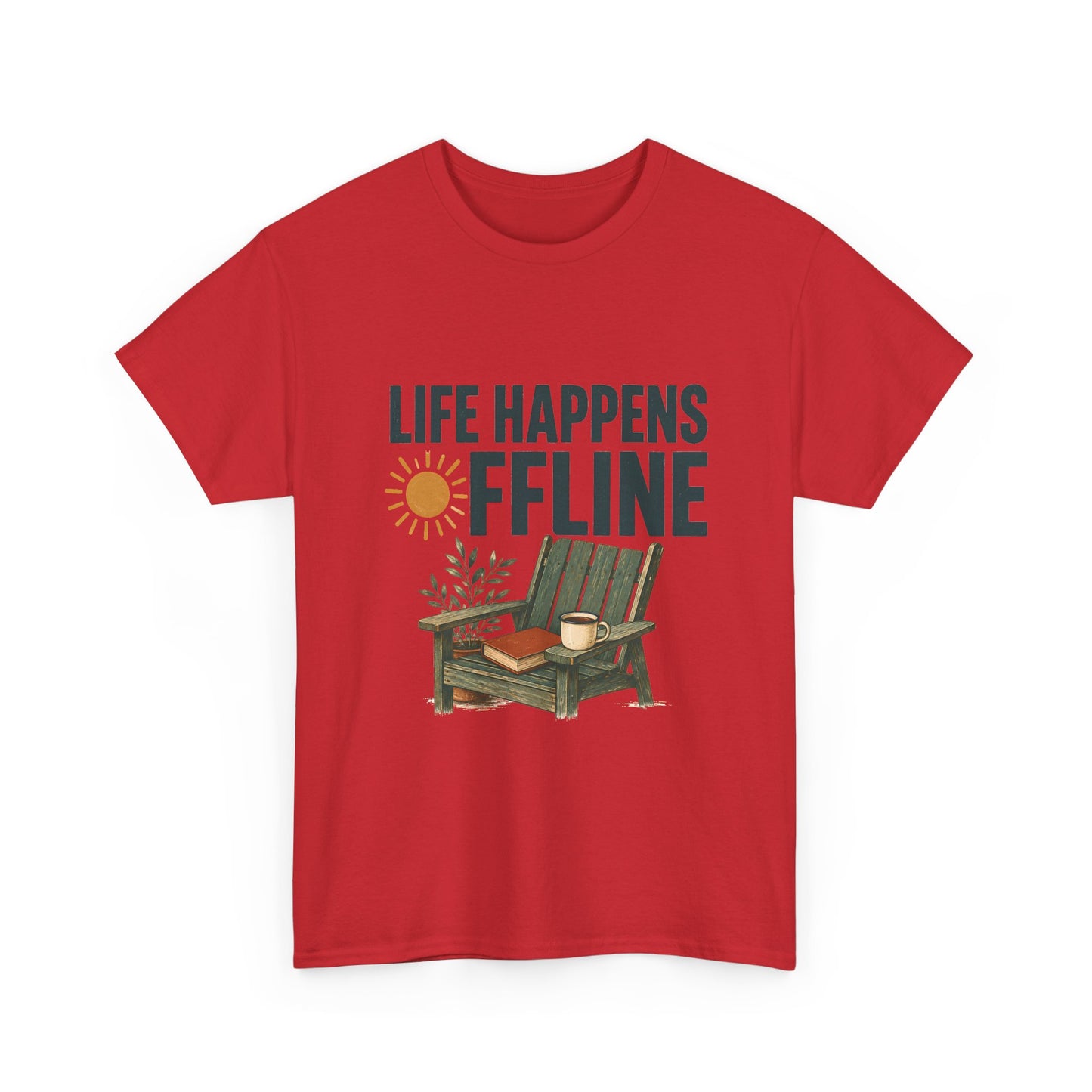 Life Happens Offline T-Shirt – Relaxing Adirondack Chair Graphic Tee