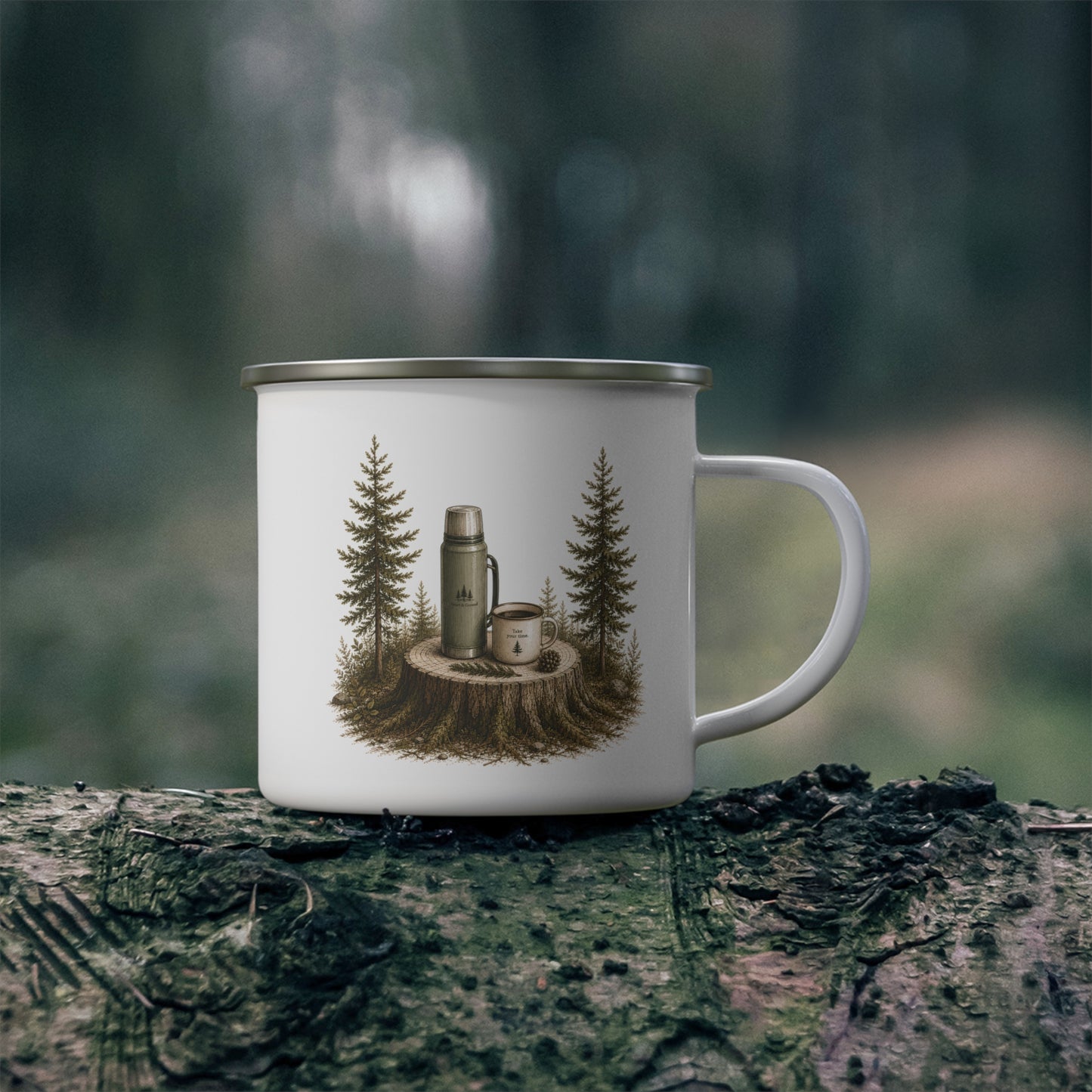 Forest Pine Enamel Camping Mug