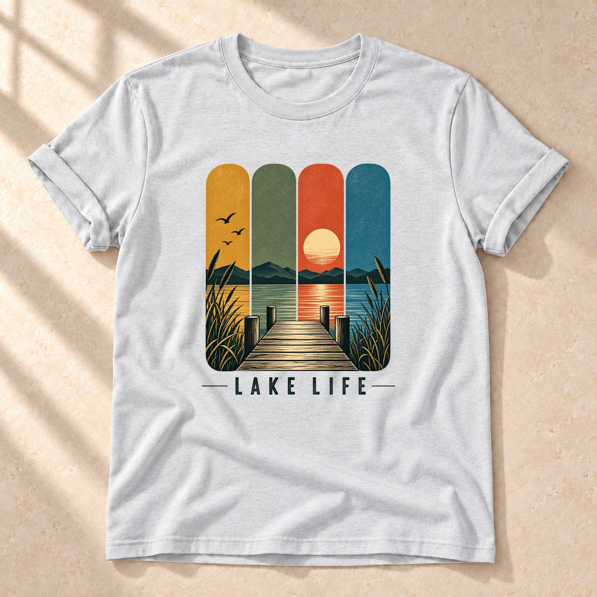 Lake Life – Unisex T-Shirt mit See-Motiv, ash, Gesamtansicht | color:ash