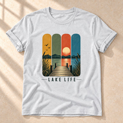 Lake Life – Unisex T-Shirt mit See-Motiv, ash, Gesamtansicht | color:ash