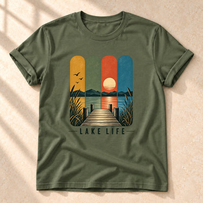 Lake Life – Unisex T-Shirt mit See-Motiv, military green, Gesamtansicht | color:military green