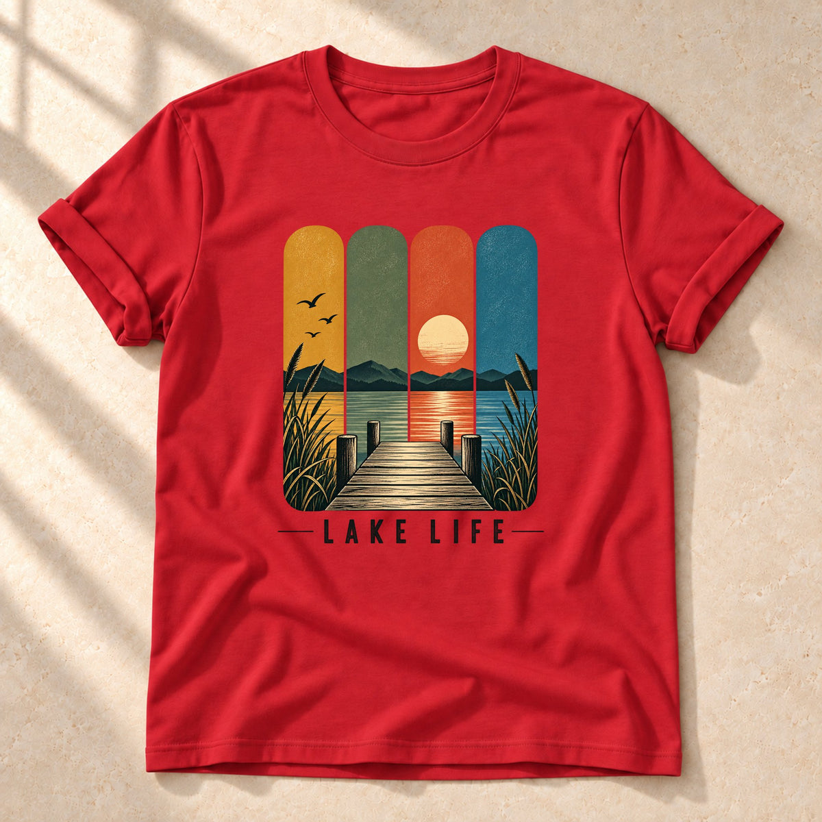 Lake Life – Unisex T-Shirt mit See-Motiv, red, Gesamtansicht | color:red