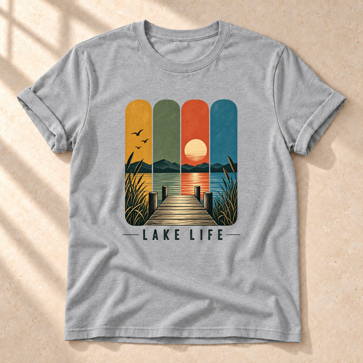 Lake Life – Unisex T-Shirt mit See-Motiv, sport grey, Gesamtansicht | color:sport grey