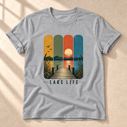 Lake Life – Unisex T-Shirt mit See-Motiv, sport grey, Gesamtansicht | color:sport grey