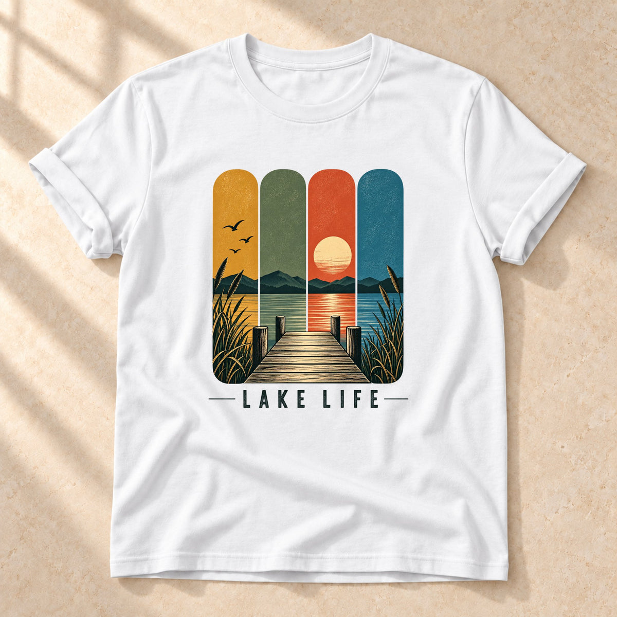 Lake Life – Unisex T-Shirt mit See-Motiv, white, Gesamtansicht | color:white