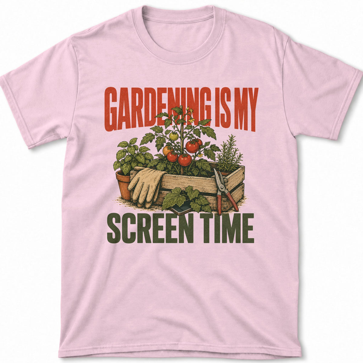 Gardening Is My Screen Time – T-Shirt Light Pink, Gesamtansicht | color:light pink