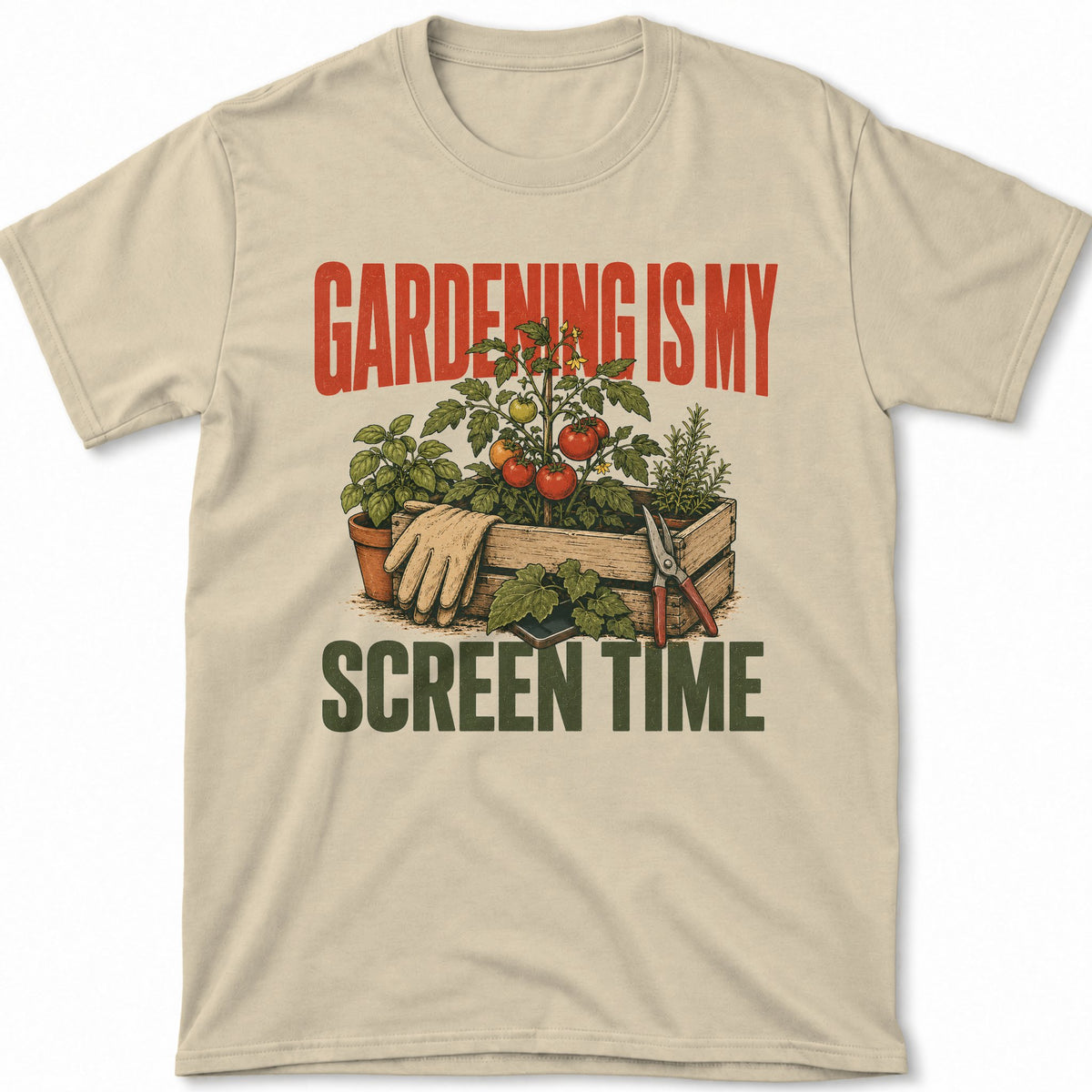 Gardening Is My Screen Time – T-Shirt Sand, Gesamtansicht | color:sand