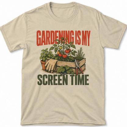 Gardening Is My Screen Time – T-Shirt Sand, Gesamtansicht | color:sand