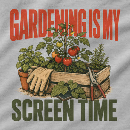 Gardening Is My Screen Time – T-Shirt Sport Grey, Motiv im Detail | color:sport grey