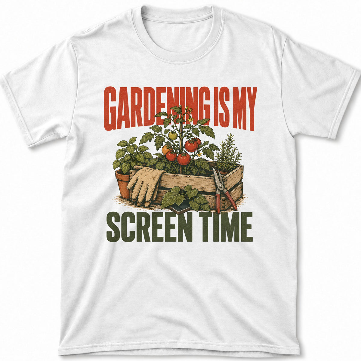 Gardening Is My Screen Time – T-Shirt White, Gesamtansicht | color:white