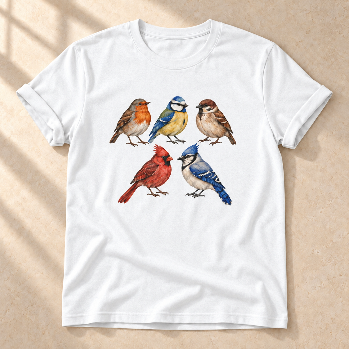 Gefiederte Freunde – Unisex Vogel-T-Shirt in White