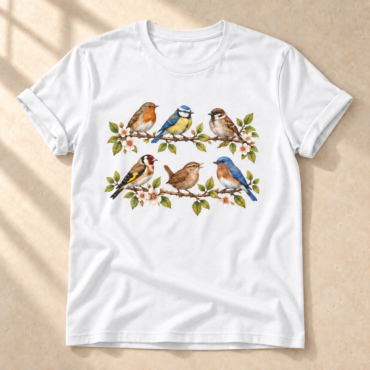 Vogelkonzert im Frühling – Unisex Vogel-T-Shirt in White